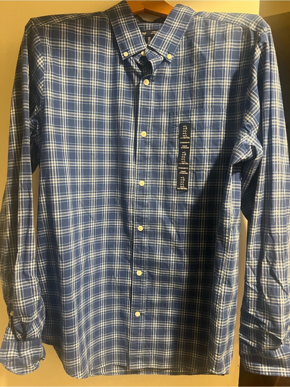 Gap Men's Blue Plaid Button-Down Shirt Large